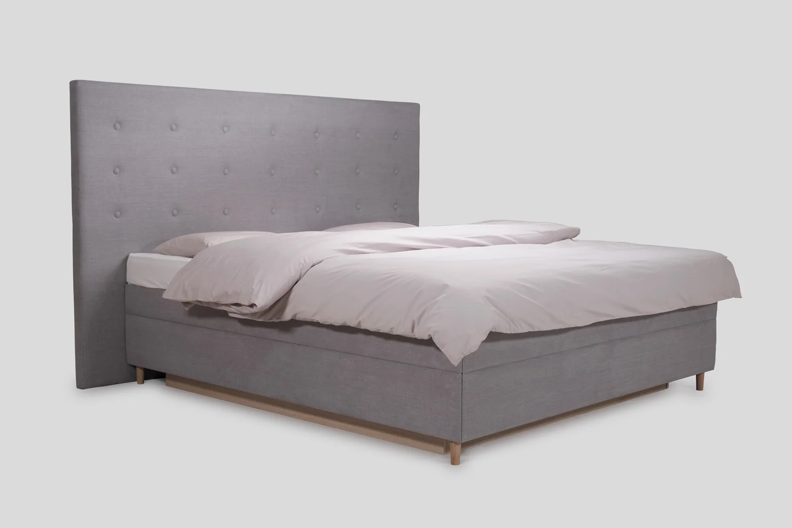 AKVA Nordic Select Wasserbett, grauer Stoffbezug in perspektivischer Ansicht